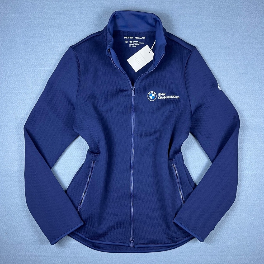NWT! Peter Millar Womens BMW Championship Full Zip Jacket Navy Blue Size M
